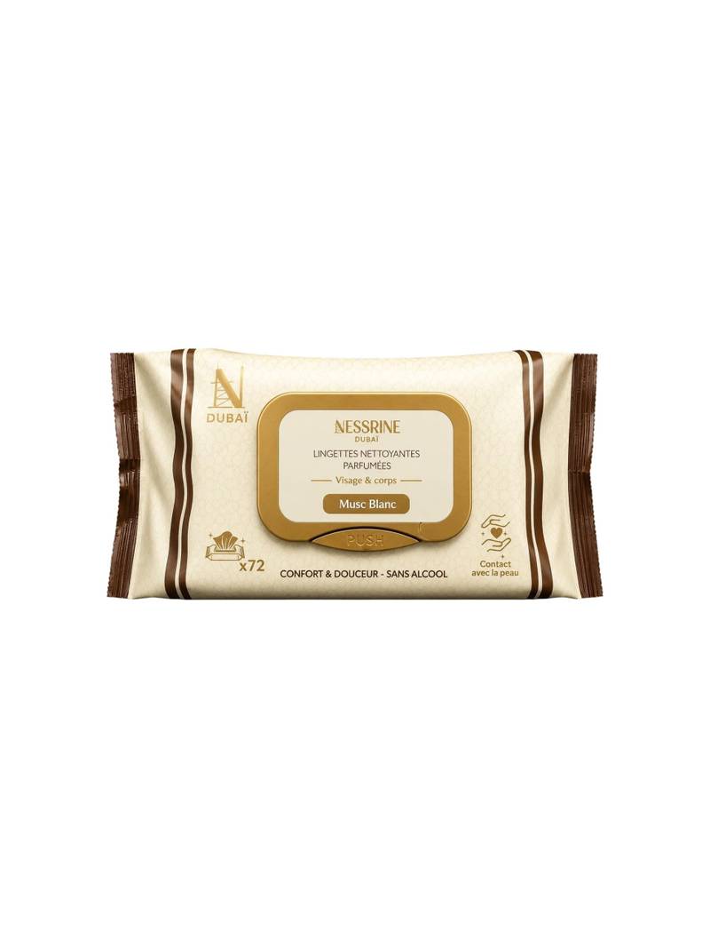 Lingettes nettoyantes Nessrine Dubai Parfum Musc Blanc